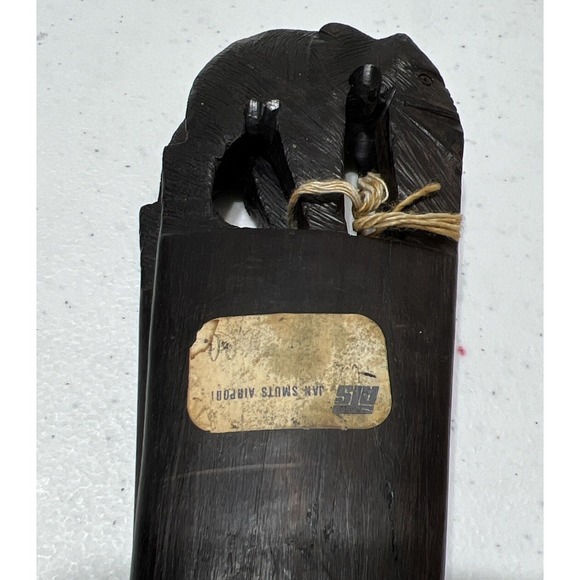 Hand Carved Wooden Elephant Serving Salad Spoon & Fork 12" Set Dark Brown - Picture 5 of 12